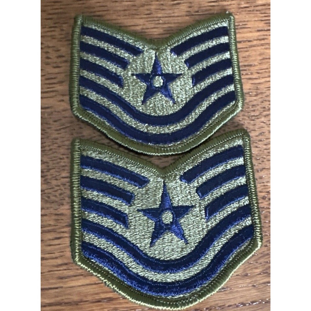 2 USAF U.S. AIR FORCE Technical Sgt SLEEVE RANKS GREEN NEW military patch